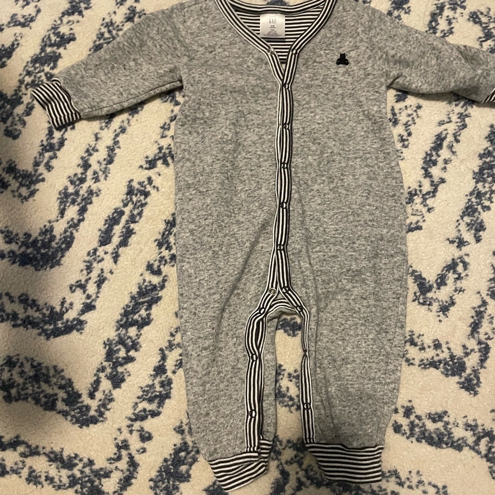 Baby Gap Gray Striped Kids One Piece